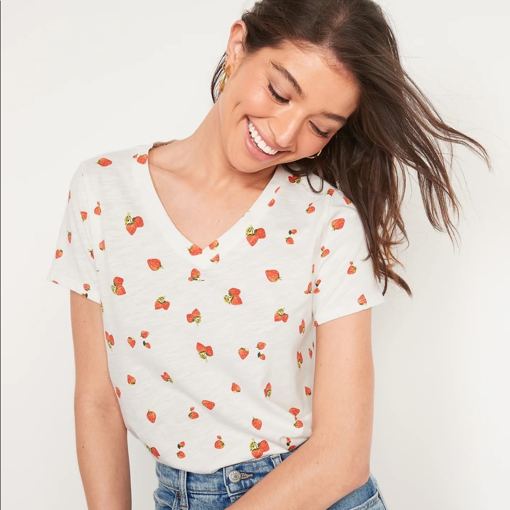 Short-Sleeve V-Neck Slub-Knit T-Shirt, XS